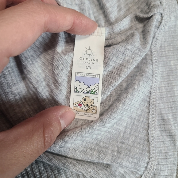 Offline By Aerie Grey Long Sleeve Top Size L - Picture 4 of 5